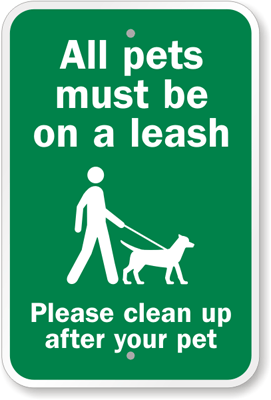 All Pets Must Be On a Leash Sign, SKU: K-7116