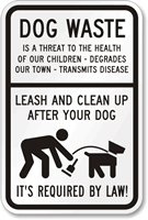 Dog Waste and Leash Sign