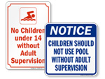 Adult Supervision Pool Safety Signs