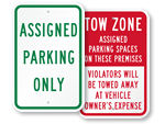 Park Only In Assigned Spaces Signs