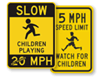 Children Playing MPH Signs