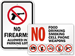 Fireworks & Weapon Prohibition Signs