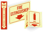 Glow In The Dark  Fire Extinguisher Signs