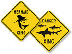 Whale, Mermaid Crossing Signs