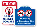 No Glass Allowed Signs