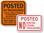 Posted No Hunting Signs