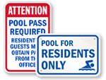 Private Swimming Pool Residents Only Signs