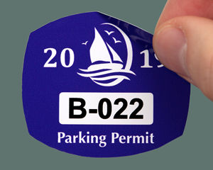 Blue parking sticker
