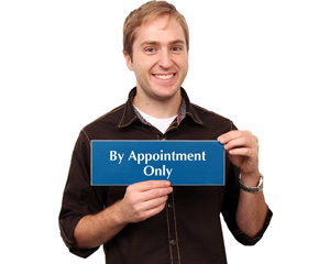 By appointment only engraved sign