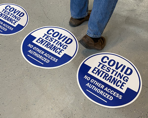 Covid testing entrance floor decals