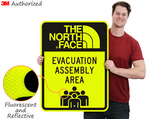 Custom emergency assembly area sign