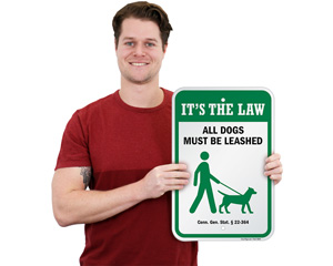 Dog Leash Sign For Connecticut