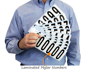 Laminated mylar numbers