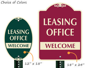 Leasing office welcome signs