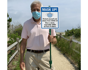 Mask Up Sign for Beach