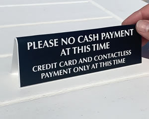 No cash payment allowed sign