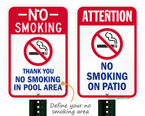 No smoking signs for pool