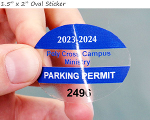 Oval parking permit sticker