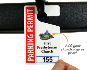 Church parking permit with logo