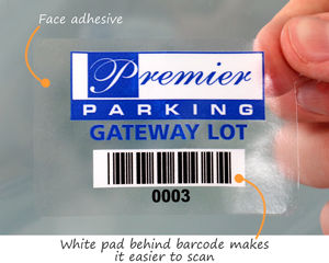Parking permit sticker with a barcode