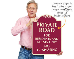 Private road for residents sign
