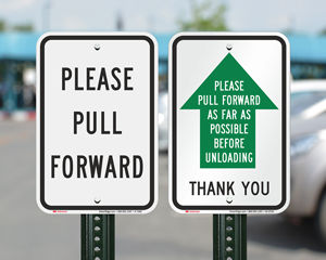 Pull forward parking sign