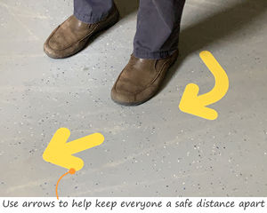 Floor arrows promote social distancing