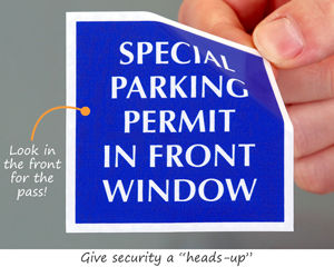Special handicapped parking permit sticker to look in the front