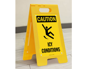 Caution Icy Conditions Stand-Up Floor Signs