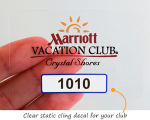 Static cling parking sticker for a club
