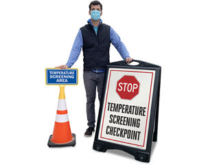 Temperature checkpoint signs