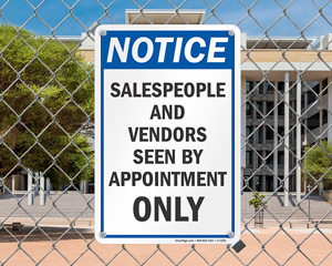 Vendors seen by appointment only sign