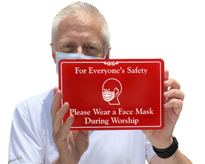 Wear face mask at church sign