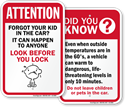 Child Left In Hot Car Signs