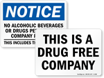 Drug Free Workplace Signs