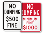 No Dumping Fine Signs