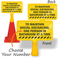 Choose Number of Person In Bathroom Social Distancing ConeBoss Sign