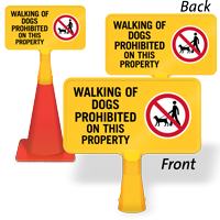 Walking of Dogs Prohibited ConeBoss Sign