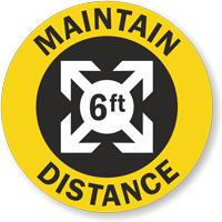 6ft.   Maintain Distance Hard Hat Decal