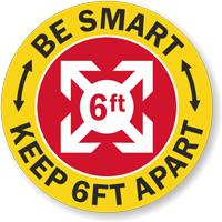 Be Smart   Keep 6ft Apart Hard Hat Decal