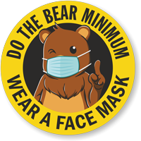 Do The Bear Minimum   Wear a Face Mask Hard Hat Decal