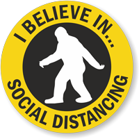 I Believe in... Social Distancing (Big Foot Clipart) Hard Hat Decal