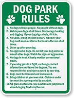 Dog Park Rules Custom Sign