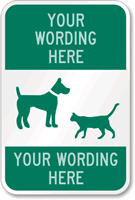 Dog & Cat Symbol Custom Warning Sign