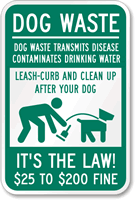 Dog Waste Curb Clean Dog Sign