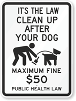 Public Health Law - Maximum Fine $50 Sign