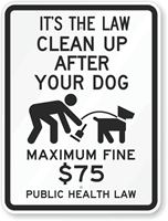 Public Health Law - Maximum Fine $75 Sign