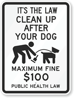 Public Health Law - Maximum Fine $100 Sign