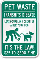Pet Waste Curb Clean Up Sign