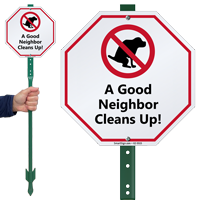 A Good Neighbor Cleans Up LawnBoss Sign